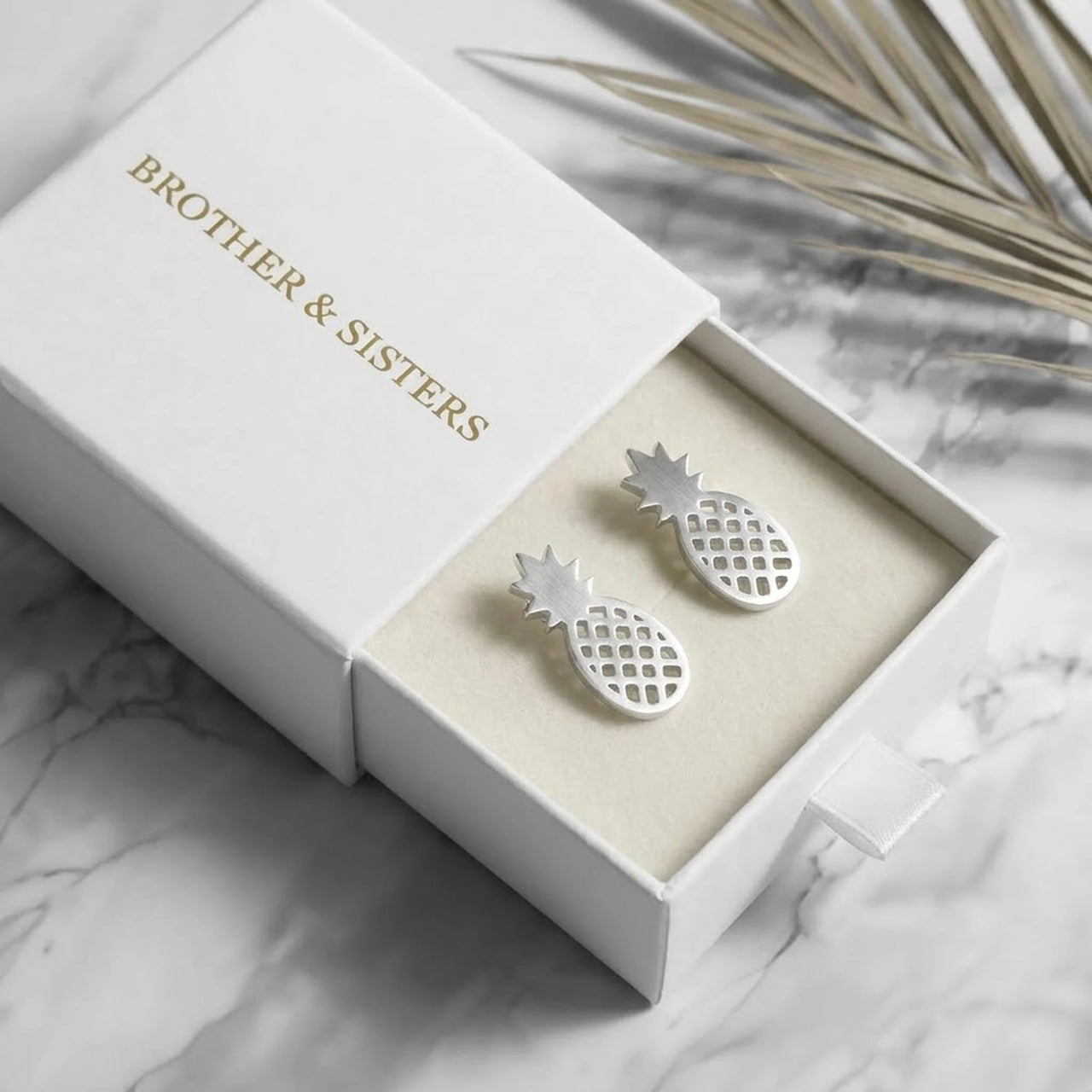 Orecchini ananas — nella scatola regalo, argento | SKU: 437186-silver-plated
