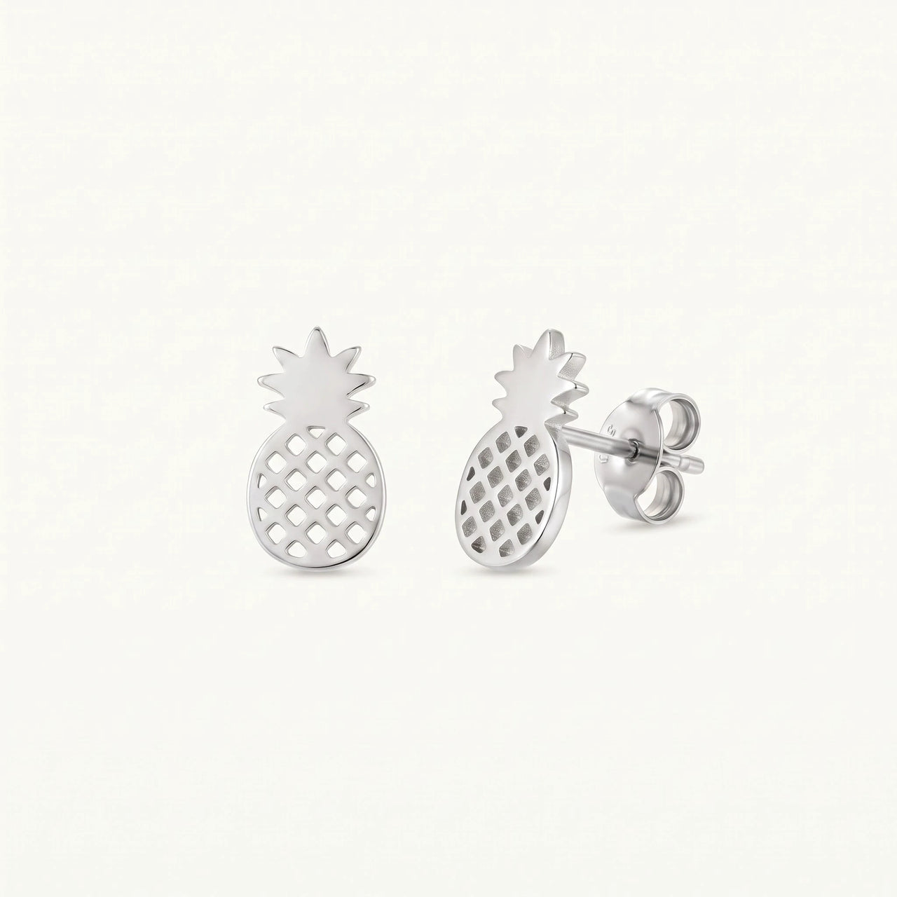 Orecchini ananas — foto prodotto su sfondo bianco, argento | SKU: 437186-silver-plated
