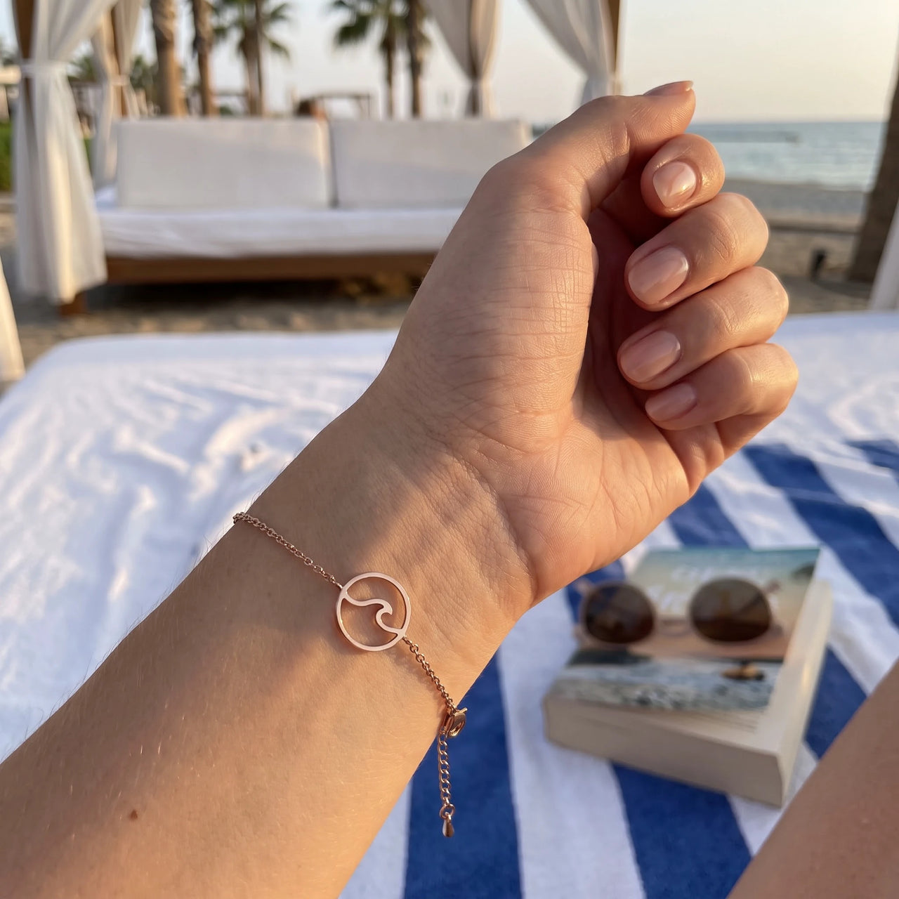 Gioielli in acciaio — foto indossata, misura reale, oro rosa | SKU: 17429078-rose-gold
