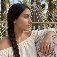Thumbnail for Rose Gold Drop Ring worn during a relaxed moment | SKU: 505162-4.5-rose-gold