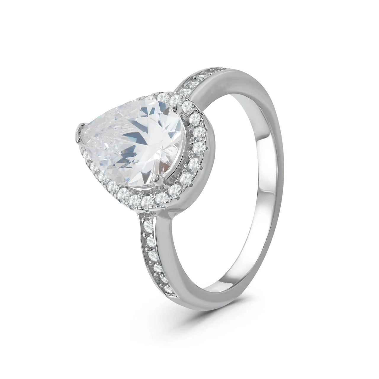 Bague goutte d'eau — photo produit sur fond blanc, argent | SKU: 505162-4.5-silver