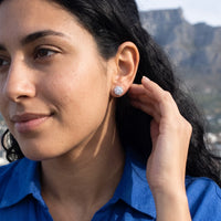 Thumbnail for Silver stud earrings worn on a summer trip | SKU: 30876249