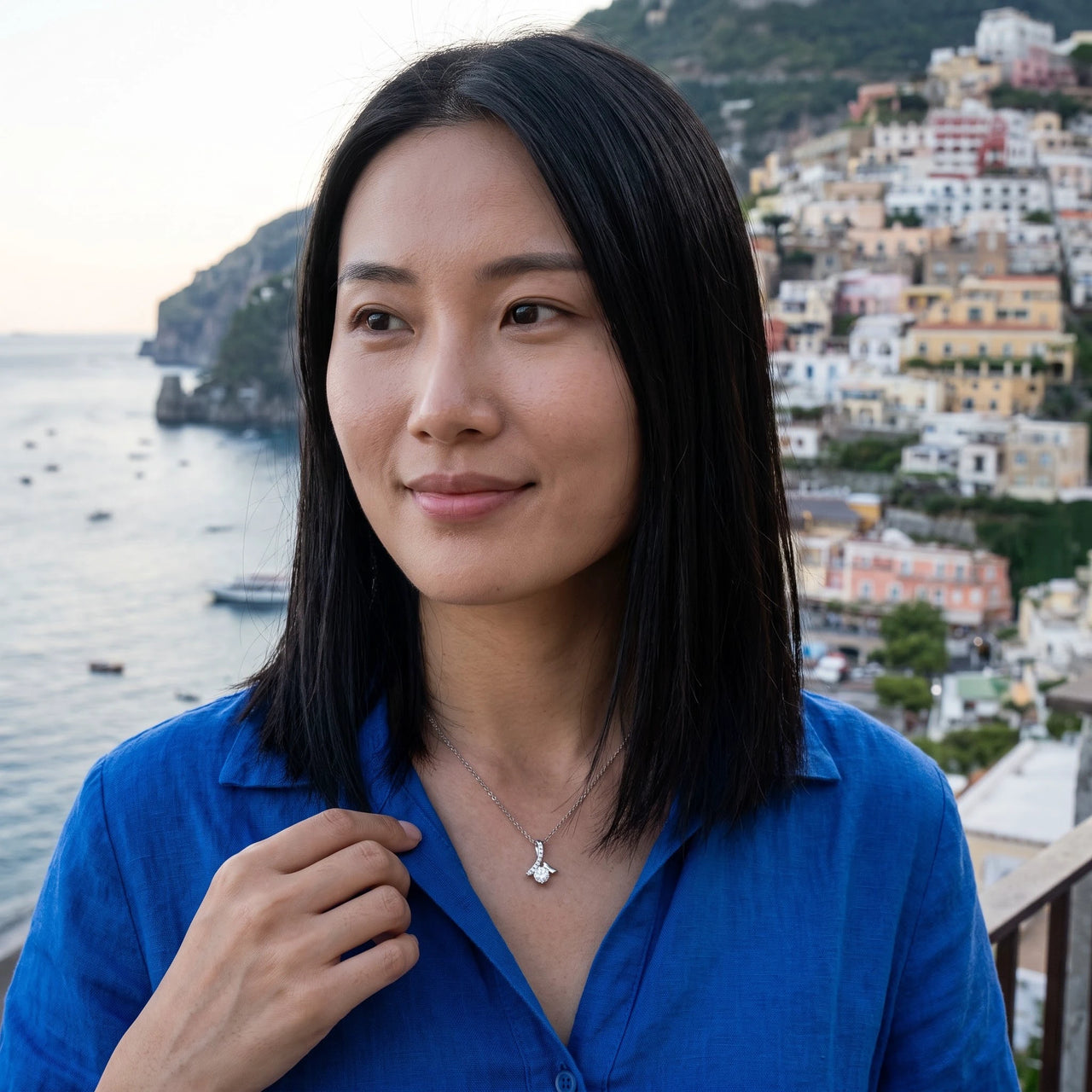 Collana fiocco — foto indossata in viaggio, argento | SKU: 6309048