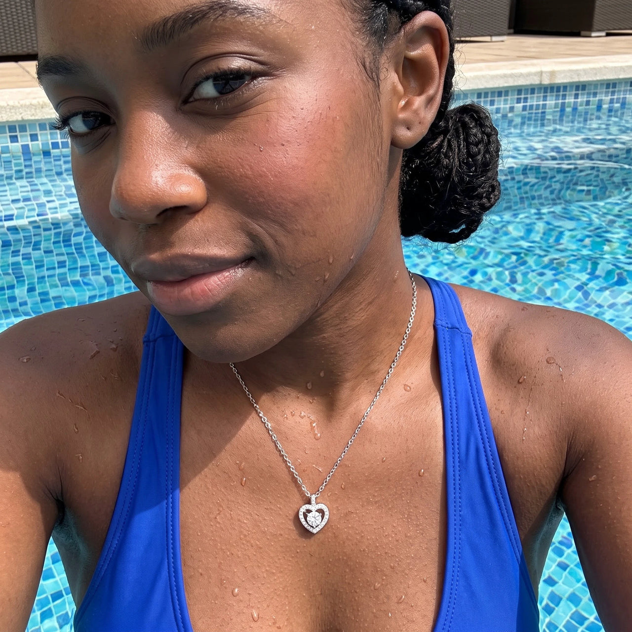 Collier coeur — photo portée dans l'eau, waterproof, argent | SKU: 505744