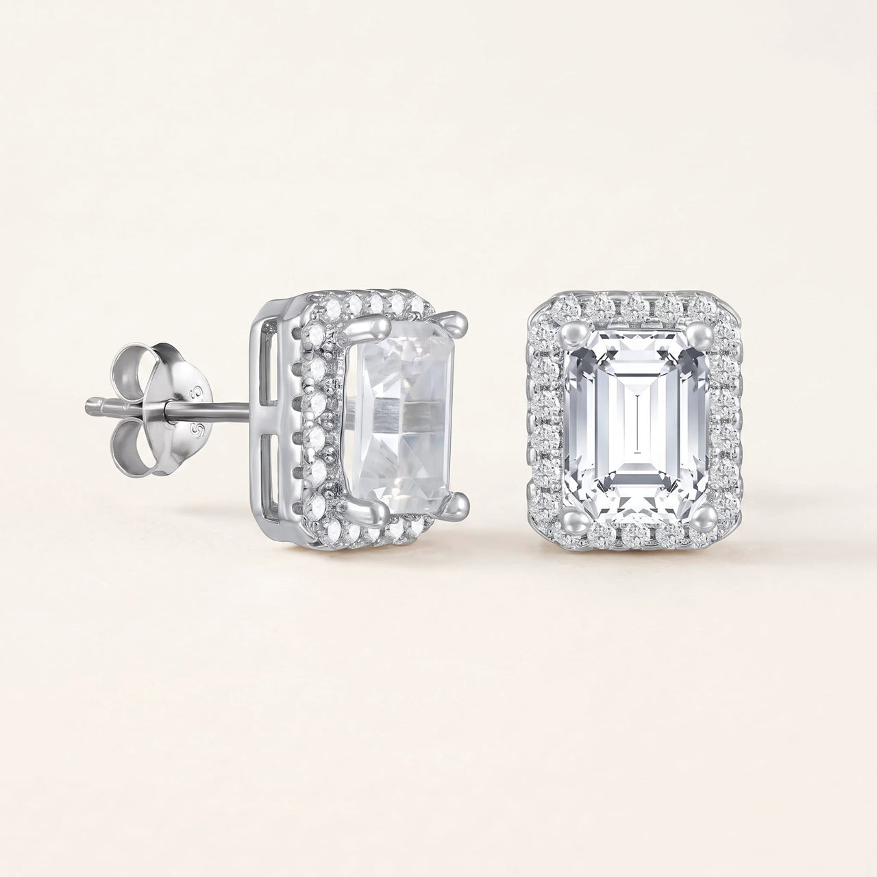 Silver Rectangle Earrings, silver stud earrings | SKU: 22683128