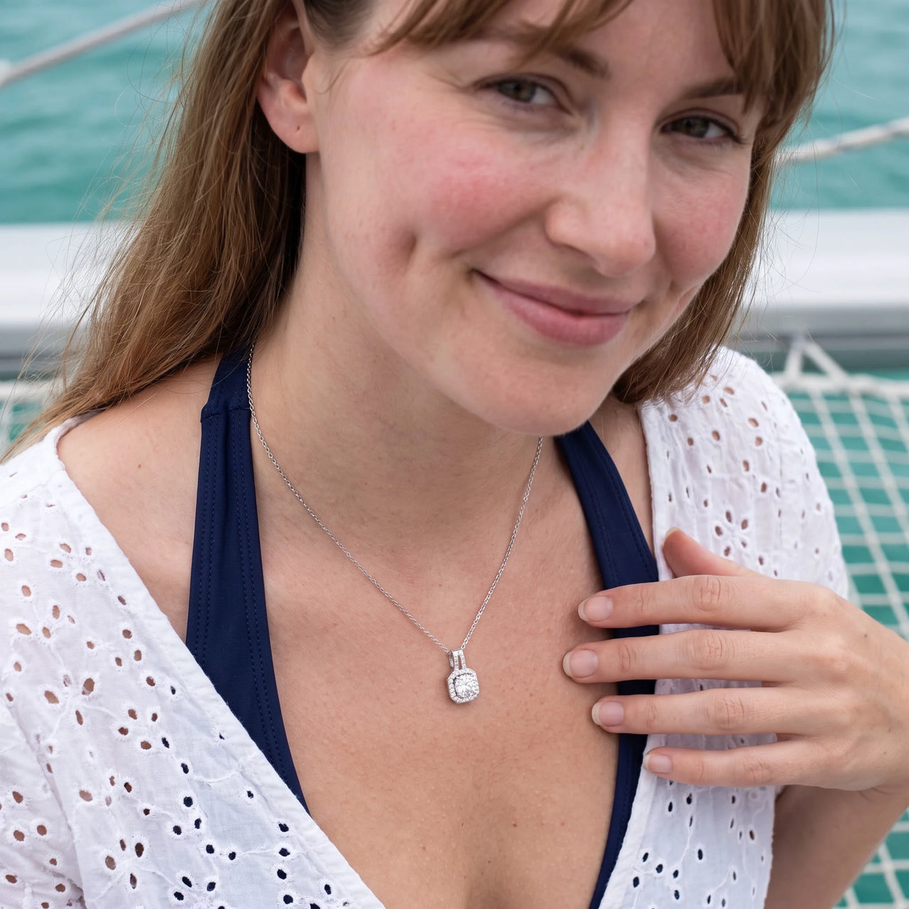 Collier pendentif femme — photo portée, argent | SKU: 505762