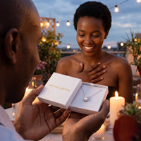 Thumbnail for He surprises her with the silver necklace in its gift box | SKU: 505721