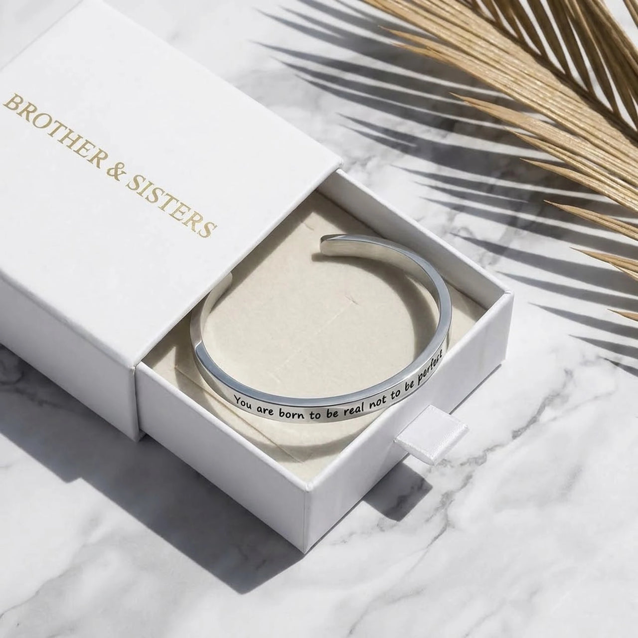 Bracciale con frase — nella scatola regalo, argento | SKU: 9864184-silver